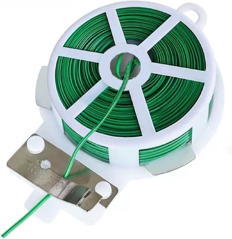 WFAUIBR Twist Tie, 328 Feet (100m), green cable ties with Cutter, Garden Plant Ties Reusable, Green Twist Ties for plants Gardening Tomatoes Tie garden ties for plants,garden twist ties flowers Climbing - Image 1